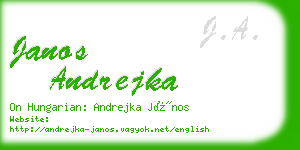 janos andrejka business card